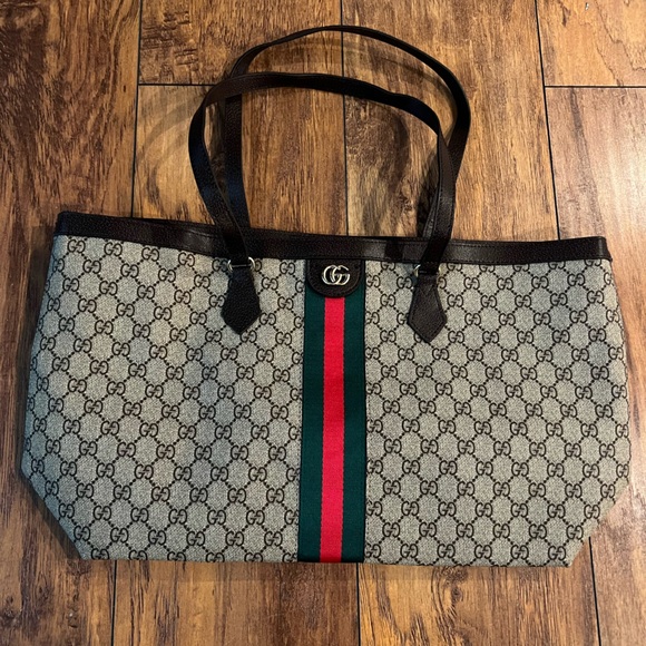 Gucci Cream and Brown Canvas Tote Bag - Picture 1 of 4